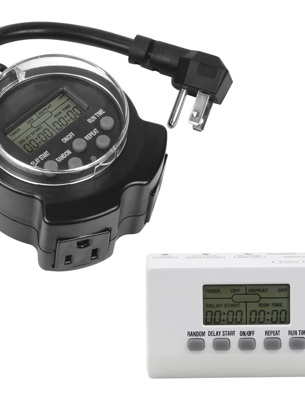 NEW Clear power 2 Pack - Outlet Grounded EZ Digital Indoor Timer & Outdoor Timer